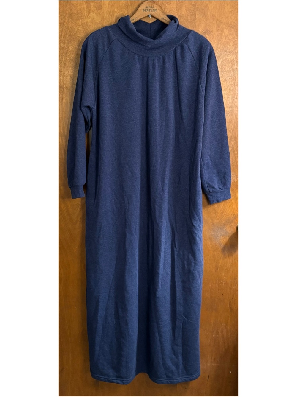 The Vermont Country Store Navy Blue Turtleneck Sweater Maxi Dress Oversized Boho